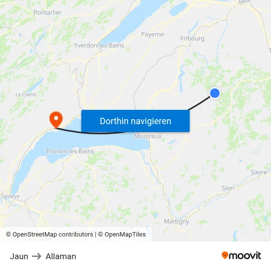 Jaun to Allaman map