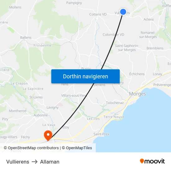 Vullierens to Allaman map