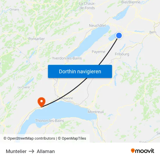 Muntelier to Allaman map