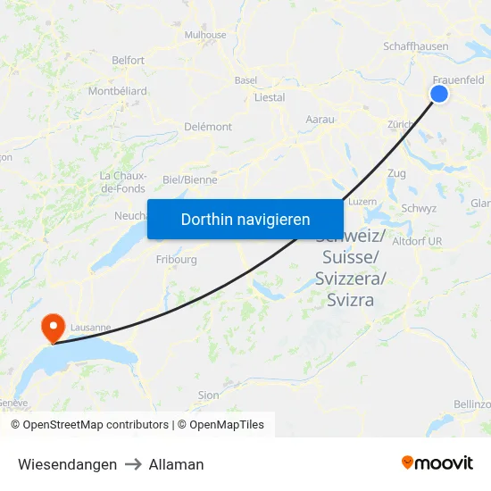 Wiesendangen to Allaman map