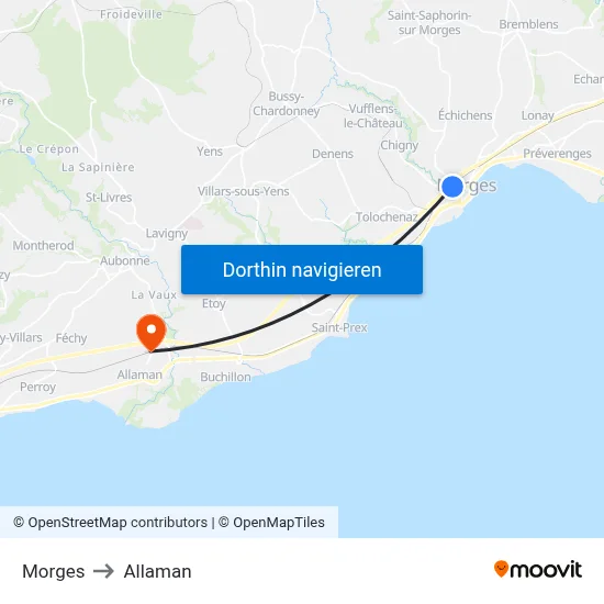 Morges to Allaman map