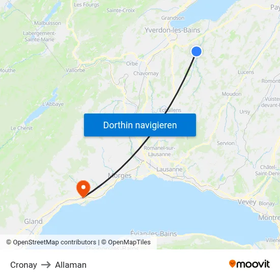 Cronay to Allaman map