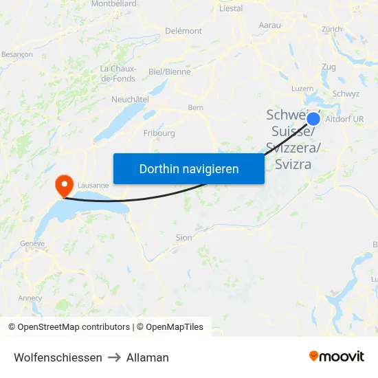 Wolfenschiessen to Allaman map