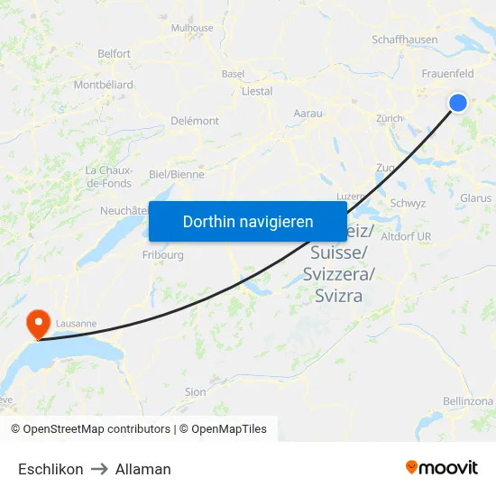 Eschlikon to Allaman map