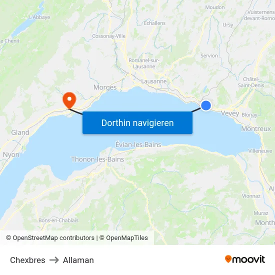Chexbres to Allaman map