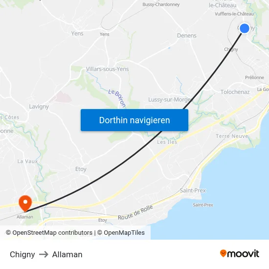 Chigny to Allaman map