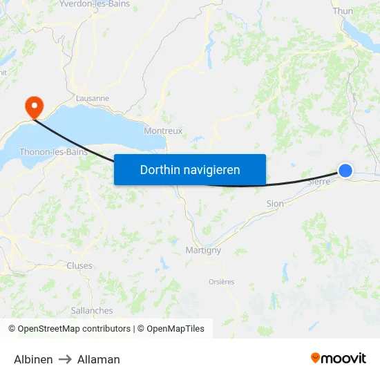 Albinen to Allaman map