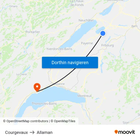 Courgevaux to Allaman map