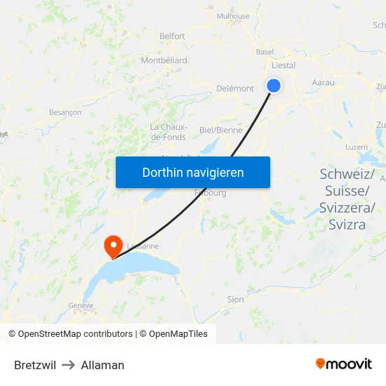 Bretzwil to Allaman map