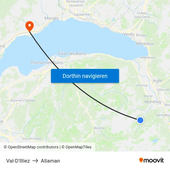 Val-D'Illiez to Allaman map