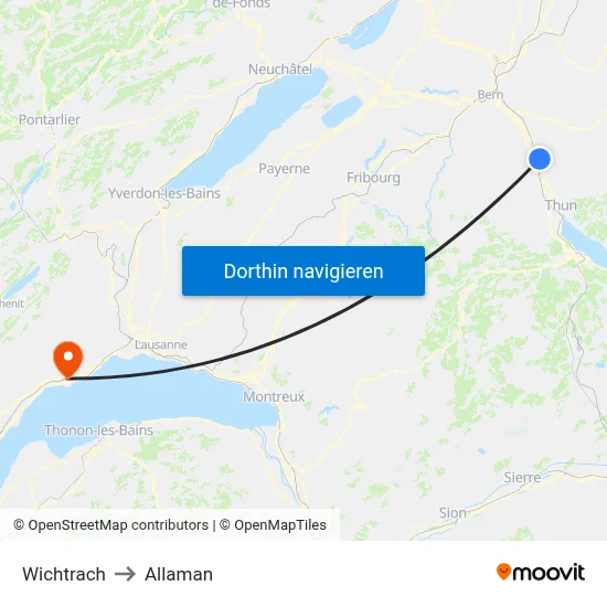 Wichtrach to Allaman map