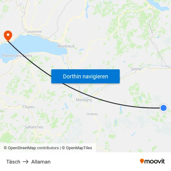 Täsch to Allaman map