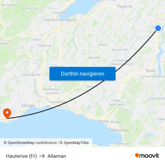 Hauterive (Fr) to Allaman map
