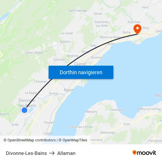 Divonne-Les-Bains to Allaman map