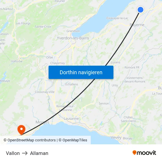 Vallon to Allaman map