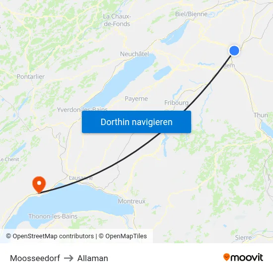 Moosseedorf to Allaman map