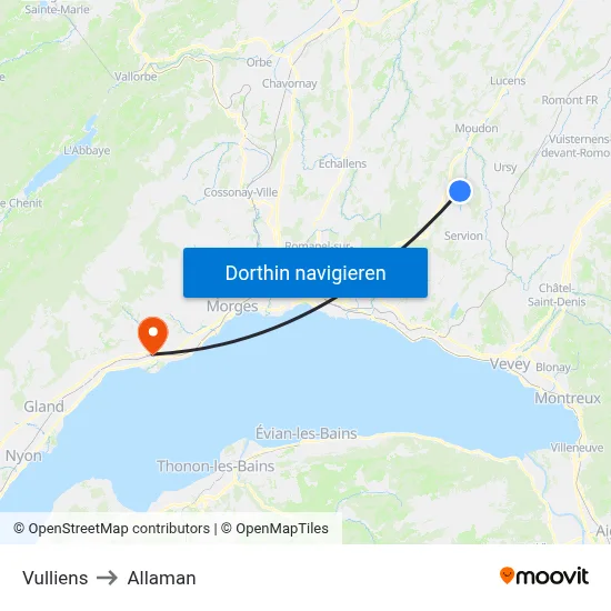 Vulliens to Allaman map