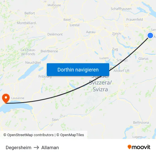 Degersheim to Allaman map