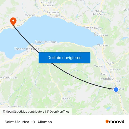 Saint-Maurice to Allaman map