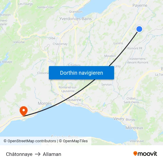 Châtonnaye to Allaman map