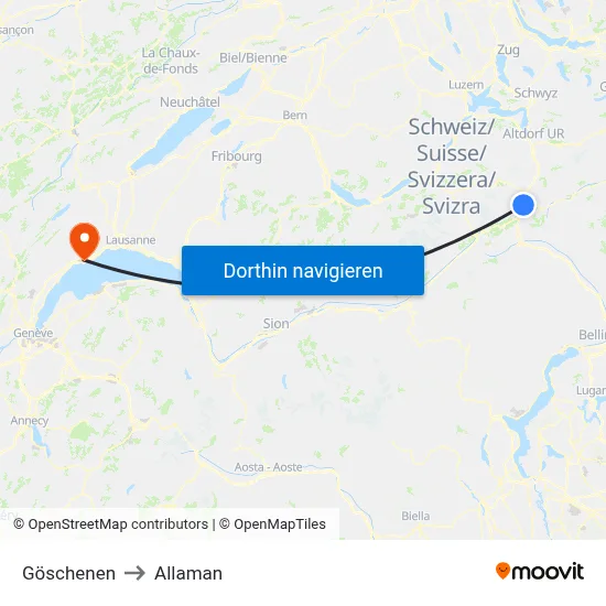 Göschenen to Allaman map
