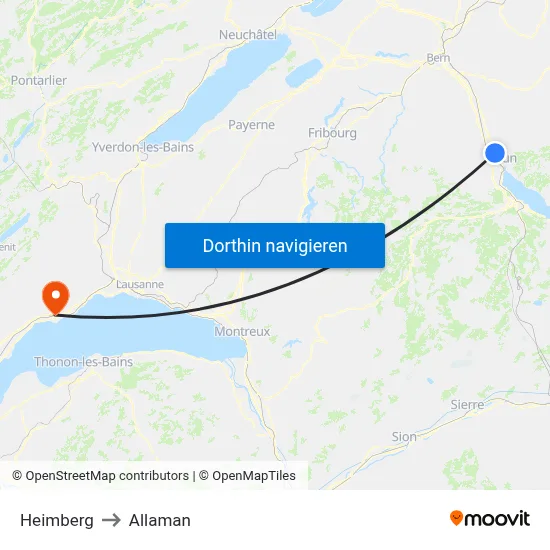 Heimberg to Allaman map