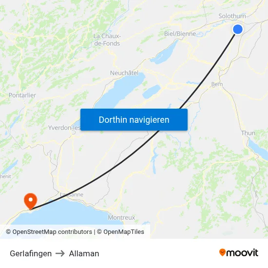 Gerlafingen to Allaman map