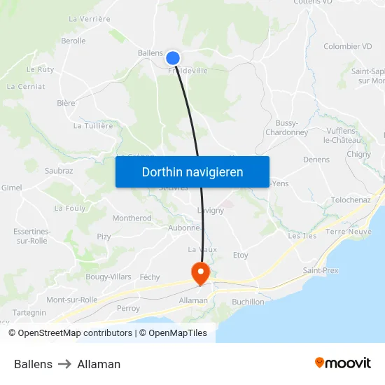 Ballens to Allaman map