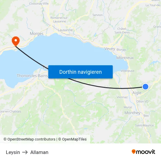 Leysin to Allaman map