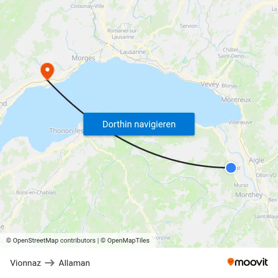 Vionnaz to Allaman map