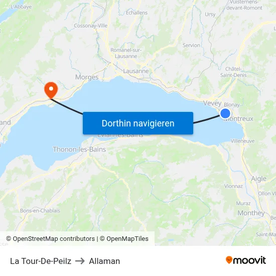 La Tour-De-Peilz to Allaman map