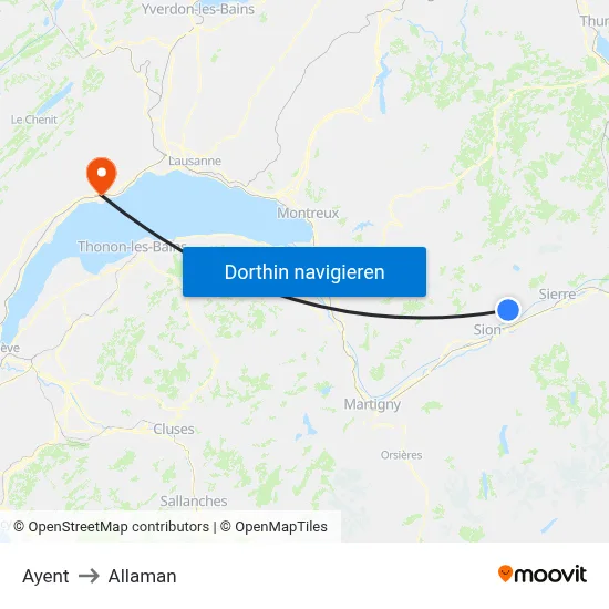 Ayent to Allaman map