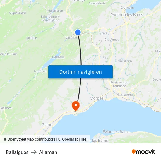 Ballaigues to Allaman map