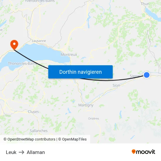 Leuk to Allaman map