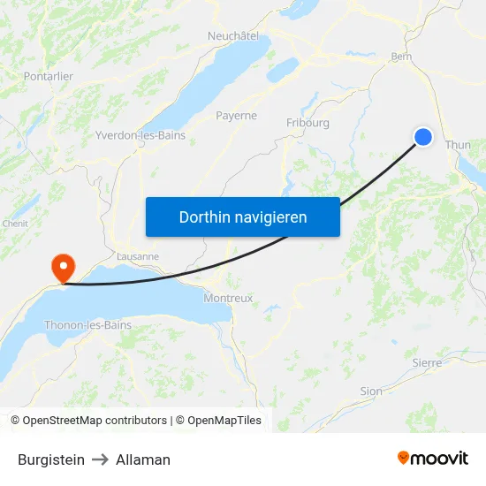 Burgistein to Allaman map