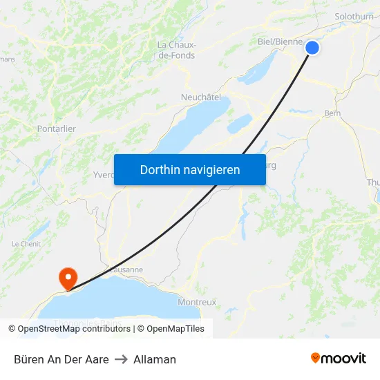 Büren An Der Aare to Allaman map