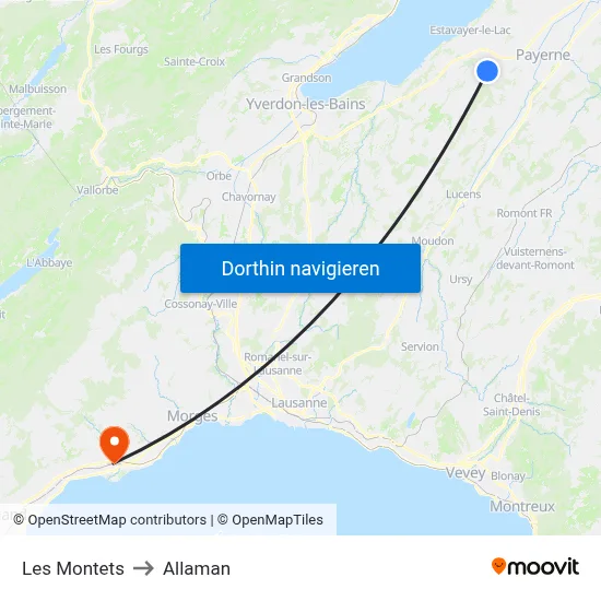 Les Montets to Allaman map