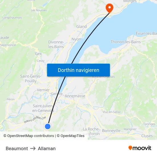 Beaumont to Allaman map