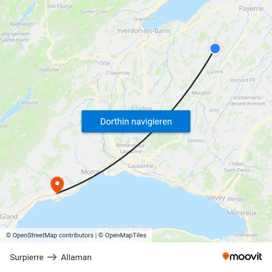 Surpierre to Allaman map