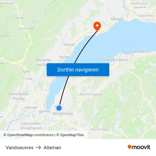 Vandoeuvres to Allaman map