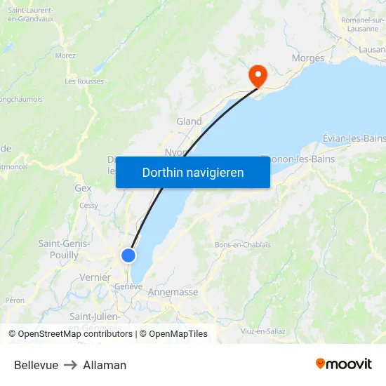 Bellevue to Allaman map