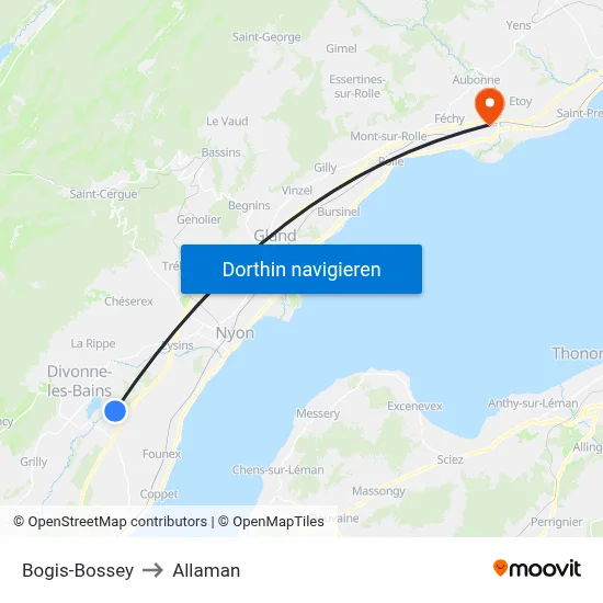 Bogis-Bossey to Allaman map