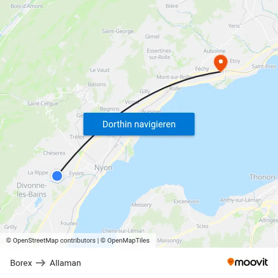 Borex to Allaman map