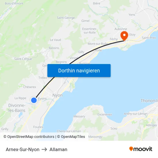 Arnex-Sur-Nyon to Allaman map