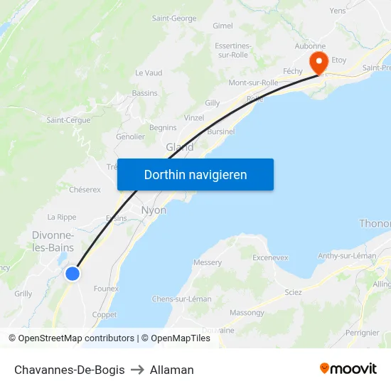 Chavannes-De-Bogis to Allaman map