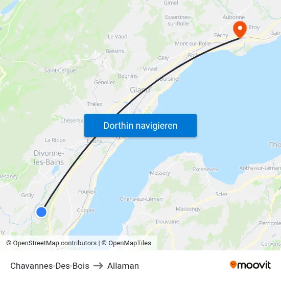 Chavannes-Des-Bois to Allaman map