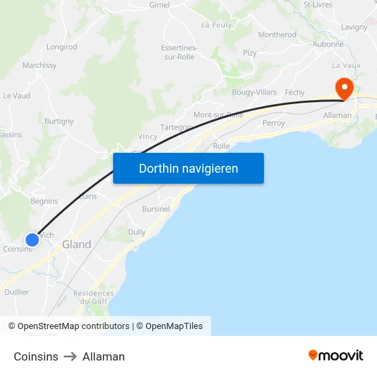 Coinsins to Allaman map