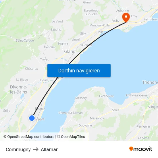 Commugny to Allaman map