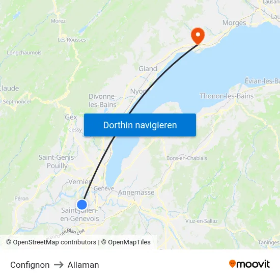 Confignon to Allaman map