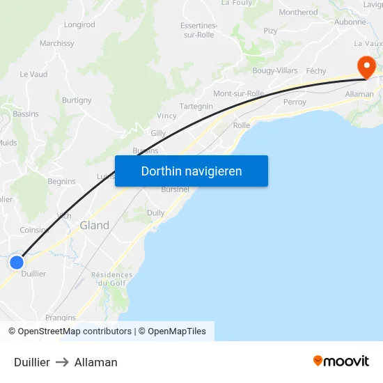 Duillier to Allaman map